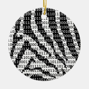 Svartvit Zebra-binärkod Julgransprydnad Keramik