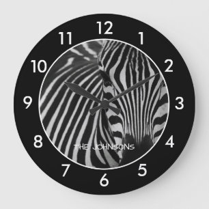 Svartvit zebra-elegant stor klocka