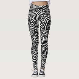 Svartvit Zebra mönstrad Leggings