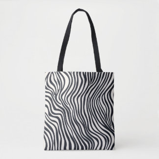 Svartvit Zebra Rand Mönster Tote Bag Tygkasse