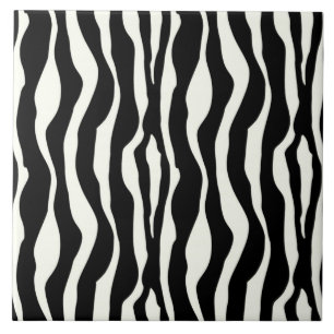 Svartvit zebra ränder - kakelplatta