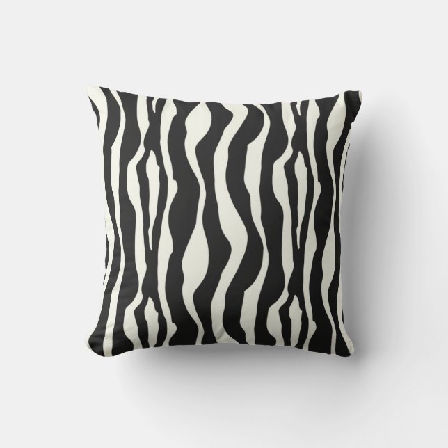 Svartvit zebra ränder - kudde (Framsida)