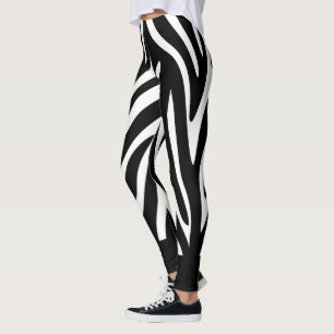 Svartvit Zebra ränder med fetstil fast Leggings