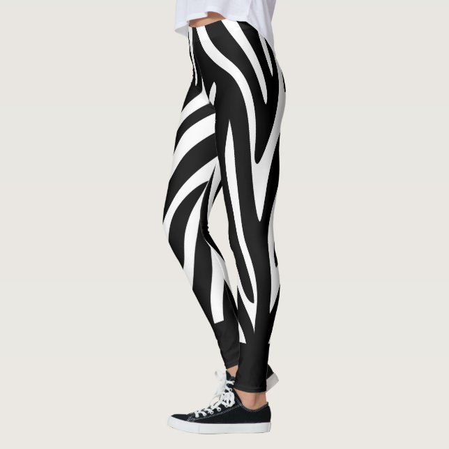 Svartvit Zebra ränder med fetstil fast Leggings (Vänster)