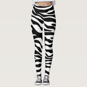 Svartvit zebra tryck leggings