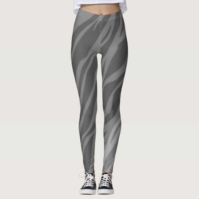Svartvit Zebra tryck Leggings (Framsida)