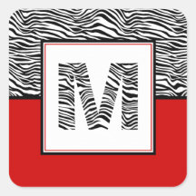 Svartvit Zebra tryck Monogram | Röd