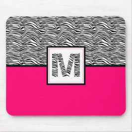 Svartvit Zebra tryck Monogram | SHOCK ROSA Musmatta