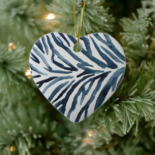 Svartvit Zebra tryck-vattenfärg Julgransprydnad Keramik