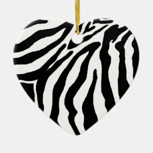 Svartvit zebra tryckjulprydnad julgransprydnad keramik