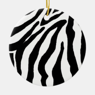 Svartvit zebra tryckjulprydnad julgransprydnad keramik