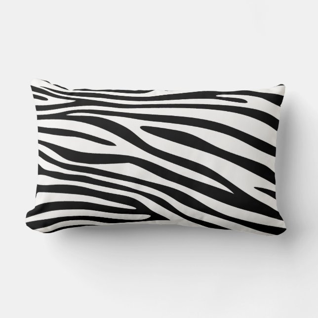 Svartvit zebra tryckpäls lumbarkudde (Framsida)