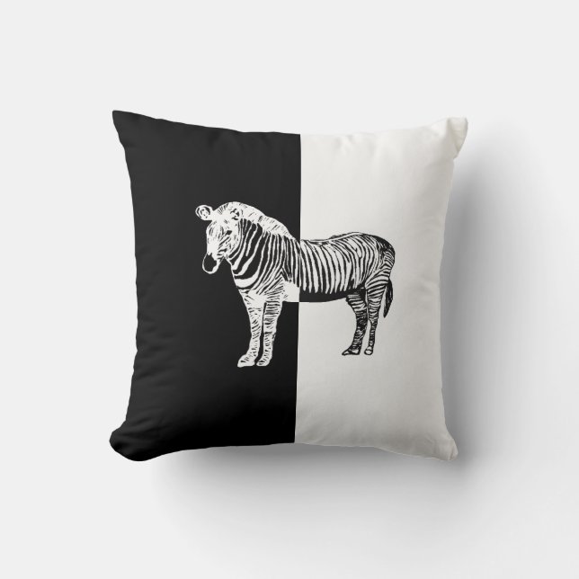 Svartvit zebrakudde kudde (Framsida)
