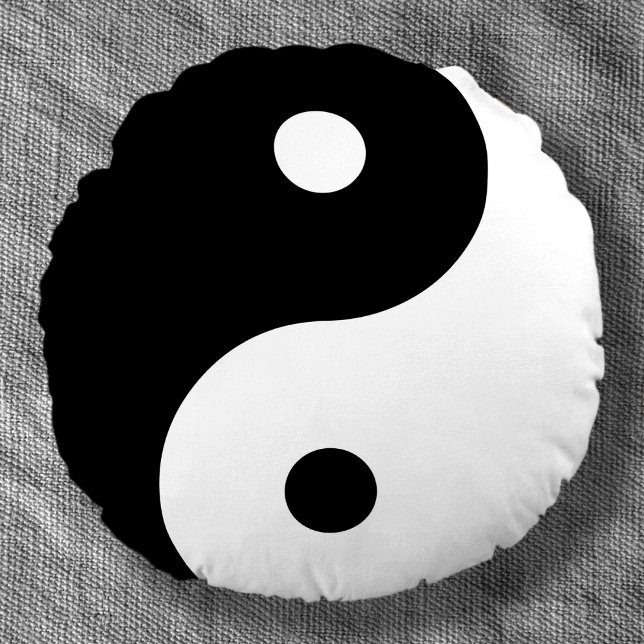 svartvit Zen yin-yang Symbol Rund Kudde (Skapare uppladdad)