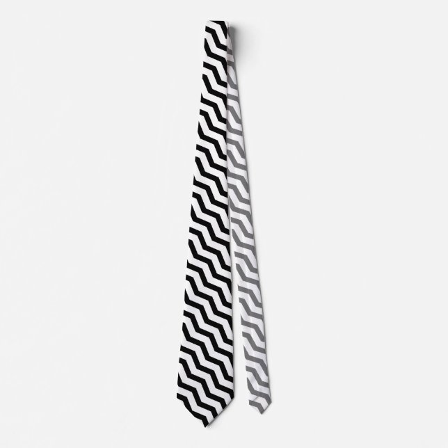 Svartvit zig zag chevron mönster slips (Framsida)