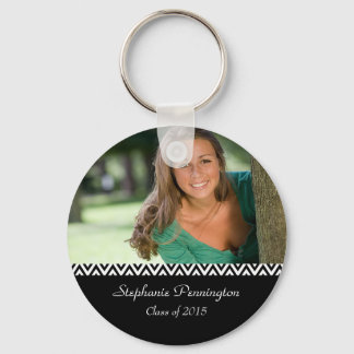 Svartvit zig zag studenten-fotonyckelkedja nyckelring