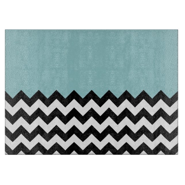 Svartvit Zigzag Mönster, Chevron, Blue (Framsidan)