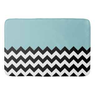Svartvit Zigzag Mönster, Chevron, Blue Badrumsmatta