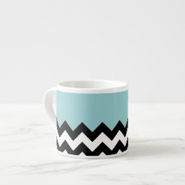 Svartvit Zigzag Mönster, Chevron, Blue Espressomugg