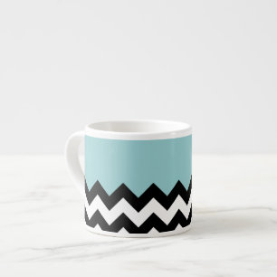 Svartvit Zigzag Mönster, Chevron, Blue Espressomugg