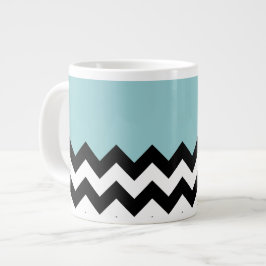 Svartvit Zigzag Mönster, Chevron, Blue Jumbo Mugg