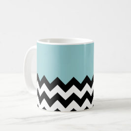 Svartvit Zigzag Mönster, Chevron, Blue Kaffemugg