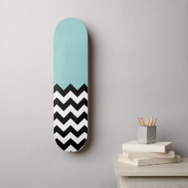 Svartvit Zigzag Mönster, Chevron, Blue Mini Skateboard Bräda 18,5 Cm