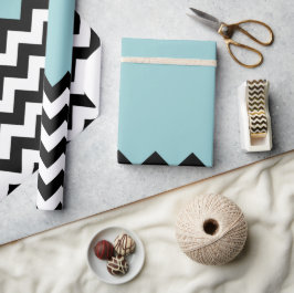 Svartvit Zigzag Mönster, Chevron, Blue Presentpapper