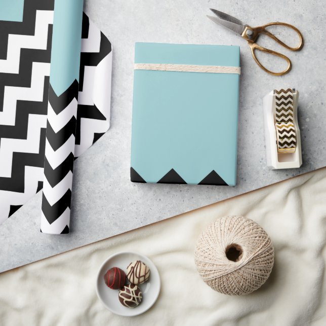 Svartvit Zigzag Mönster, Chevron, Blue Presentpapper (Hantverk)