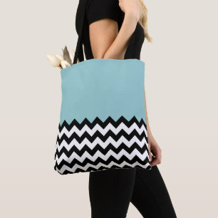 Svartvit Zigzag Mönster, Chevron, Blue Tygkasse