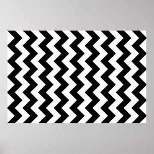 Svartvit Zigzag Poster