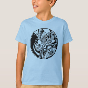 Svartvita abstrakt Zendala cirklar på Tee Shirt