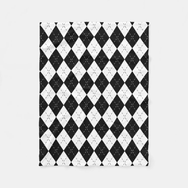 Svartvita Argyle Fleecefilt (Framsidan)