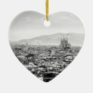 Svartvita Barcelona Julgransprydnad Keramik