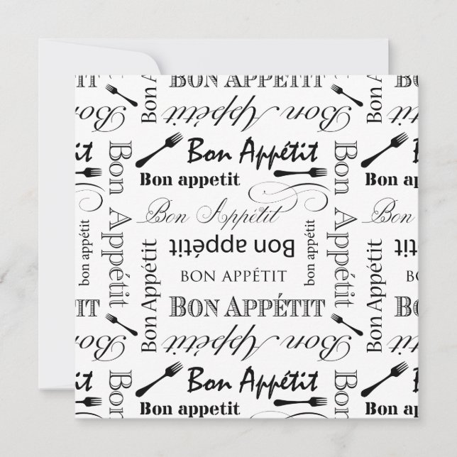 Svartvita bistroer för fransk för BonAppetit Inbjudningar (Framsida)