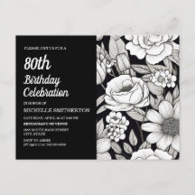 Svartvita blommor 80:e födelsedagen