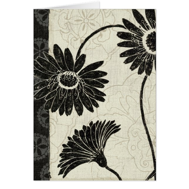Svartvita blommor hälsningskort (Framsidan)
