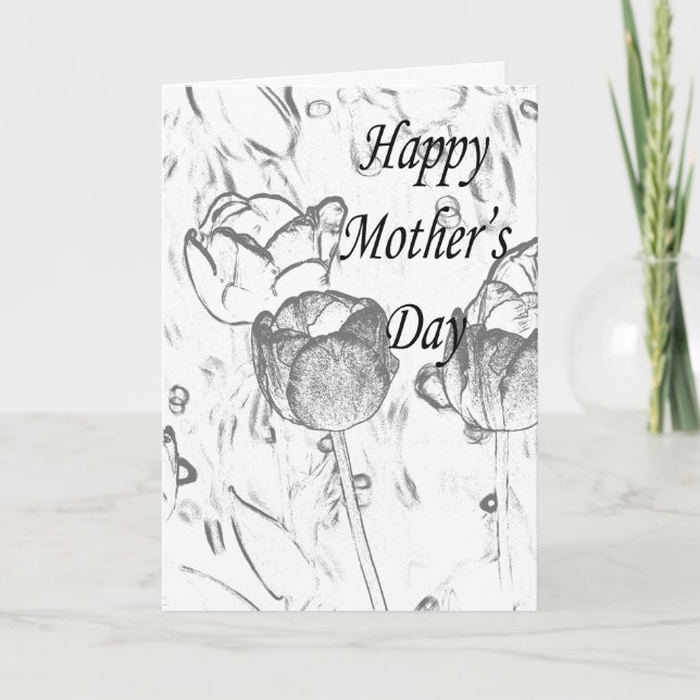 Svartvita blommor kort (Framsida)