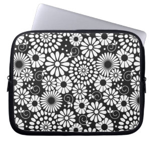 Svartvita blommor Laptop sleeve