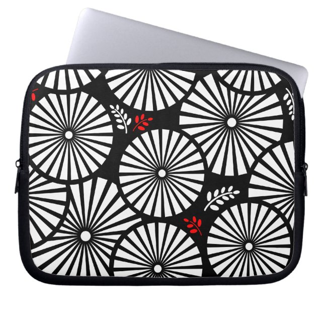 Svartvita blommor Laptop sleeve (Framsidan)