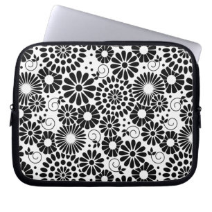Svartvita blommor Laptop sleeve