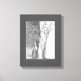 Svartvita blommor med minimalistisk pennskaft canvastryck