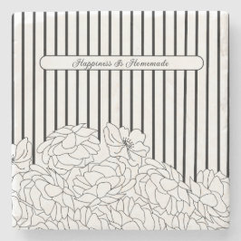 Svartvita blommor med Rand Stone Underlägg