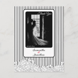 Svartvita blommor med Rand Tack Vykort