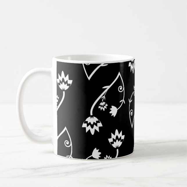 Svartvita blommor mugg (Vänster)
