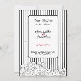 Svartvita blommor på Rand Spara datum Inbjudningar