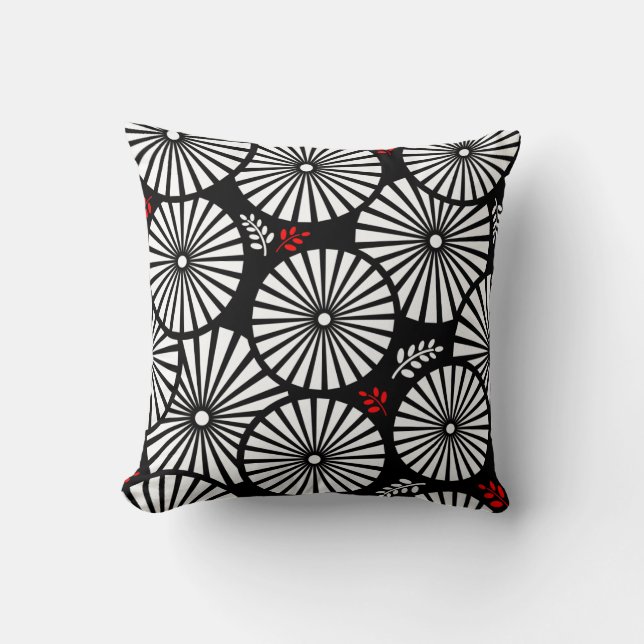 Svartvita blommor Pillow Kudde (Framsida)