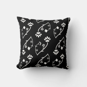 Svartvita blommor Pillow Kudde
