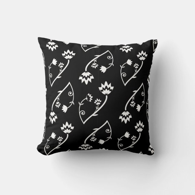Svartvita blommor Pillow Kudde (Framsida)