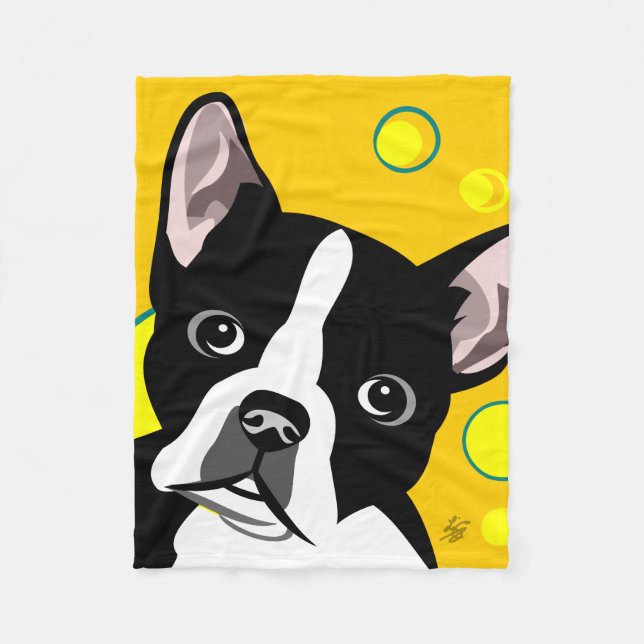 Svartvita Boston Terrierfiltar Fleecefilt (Framsidan)